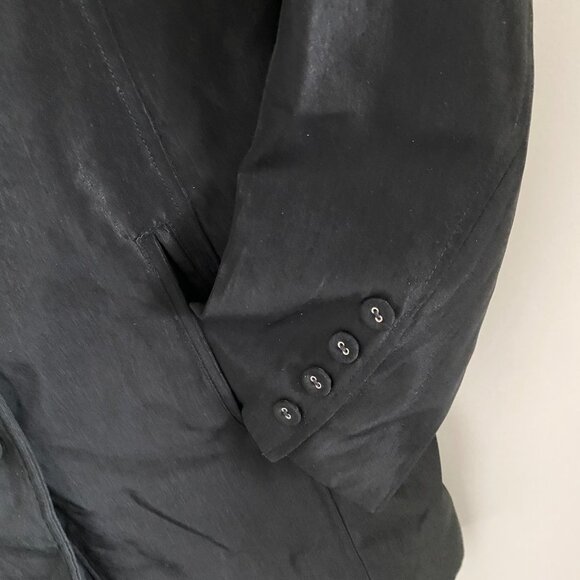 SUZY SHIER TRENCH JACKET RAINCOAT WITH BELT BLACK SHIMMERY FABRIC SIZE XL NWOT - Picture 4 of 10